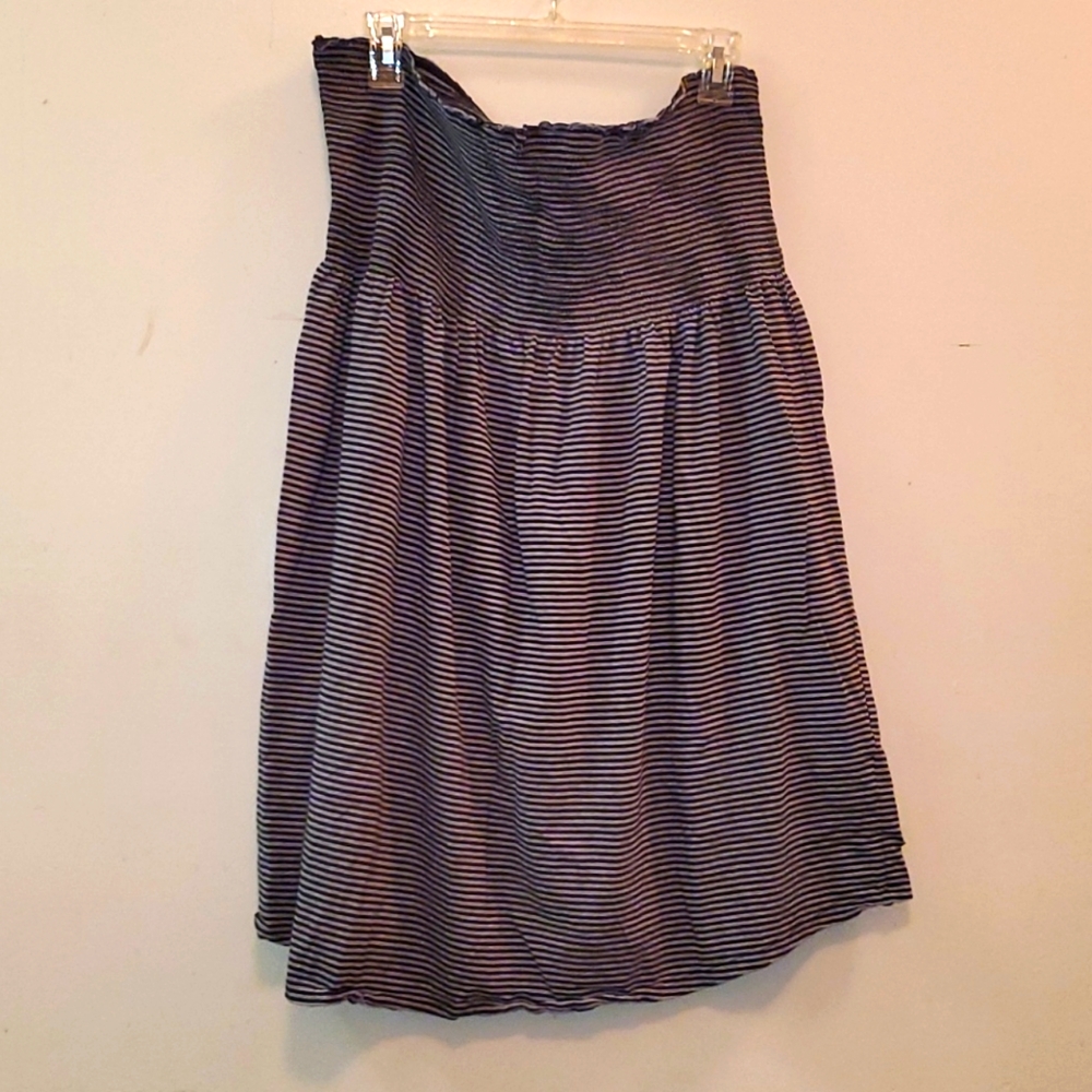 Blk/Gry Strip Halter Dress